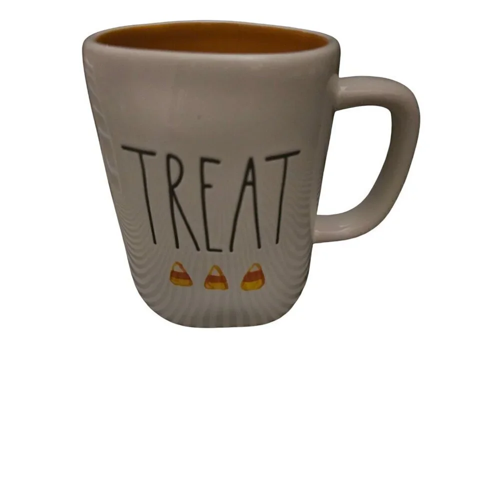 Rae Dunn Halloween Treat Candy Corn Icon Coffee Mug Orange Interior